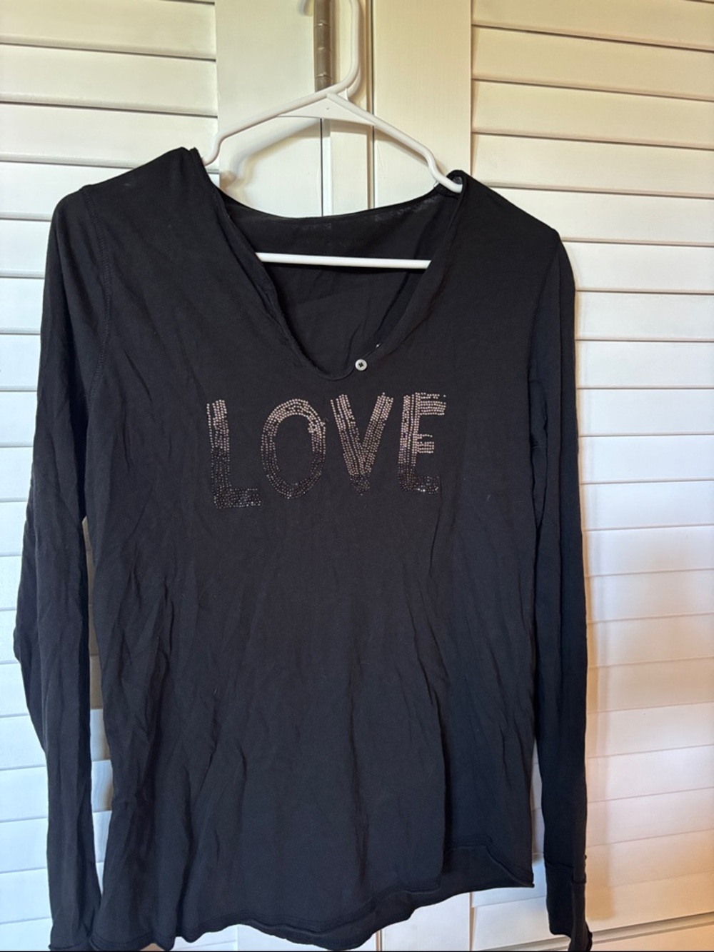 Zadig & Voltaire Black Long-Sleeve 'LOVE' Rhinestone Tee